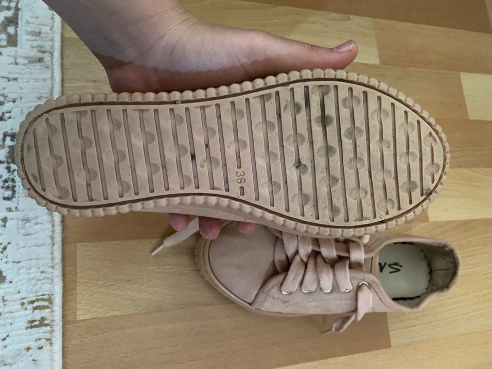 Bej Süet Kadın Spor Ayakkabı - Görsel 3