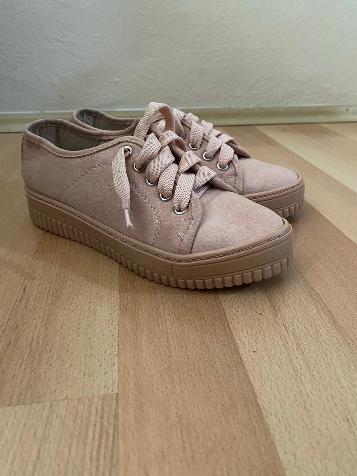 Bej Süet Kadın Spor Ayakkabı - Görsel 4