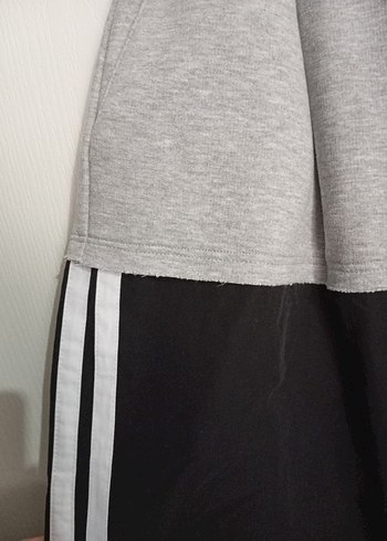 Kadın Gri Siyah Çizgili Bol Kesim Eşofman - Görsel 3