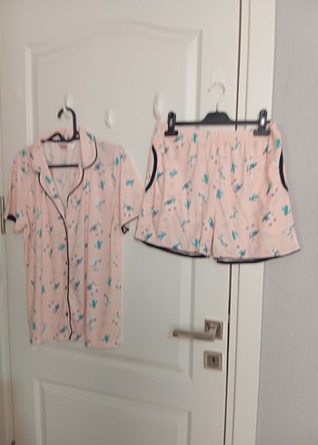 Penti Pembe Baskılı Kısa Kollu Mini Kadın Pijama Takımı