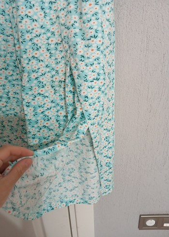 l Beden Beyaz Çiçek Baskılı Bohem Kadın Pijama Takımı