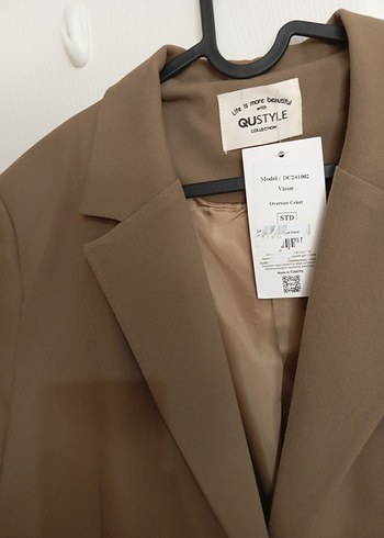 Bej Düğmeli Kadın Ceket - Görsel 7