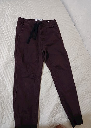 Bordo Pamuklu Erkek Çocuk Rahat Pantolon