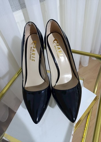 Siyah Parlak Yılan Desenli Stiletto - Görsel 7