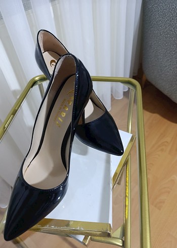 Siyah Parlak Yılan Desenli Stiletto - Görsel 5