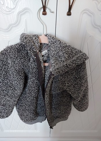 Kapüşonlu Gri Çocuk hırkası - Görsel 2