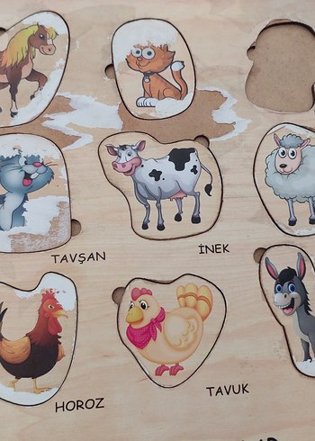 Çocuklar için Hayvan Figürlü Ahşap Puzzle