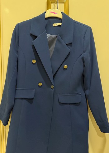 Zara Uzun Lacivert Kadin Blazer Ceket