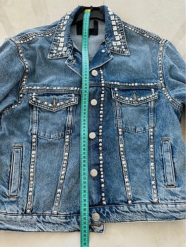 s Beden mavi Renk Maje taşlı zımbalı denim ceket