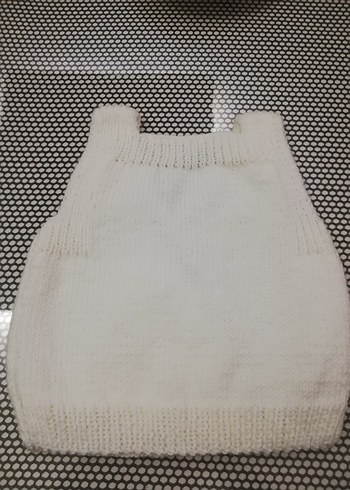 Kız Çocuk Beyaz V Yaka Örgü Süveter - Görsel 2