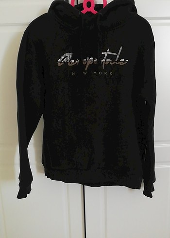 Kadın Siyah Baskılı Kapüşonlu Sweatshirt