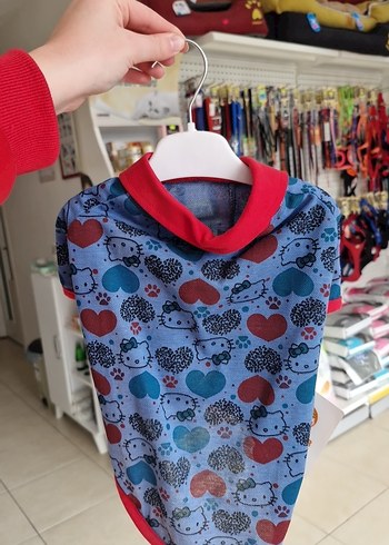 Renkli Baskılı Mavi Köpek Tişörtü - Görsel 2