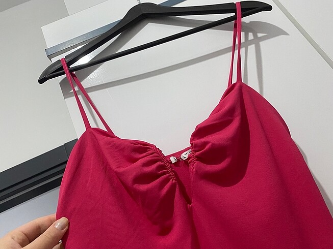 Zara Zara dekolteli midi elbise