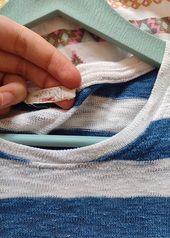 LC Waikiki Mavi Beyaz Çizgili Uzun Kadın Triko Elbise