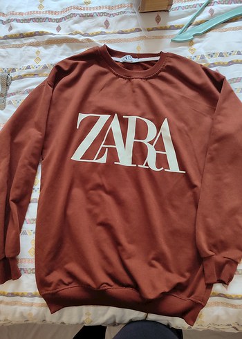 Kadın Kahverengi Baskılı Pamuklu Sweatshirt