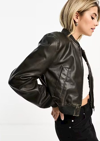 Pull and Bear Pull&Bear Suni Deri Distressed Ceket