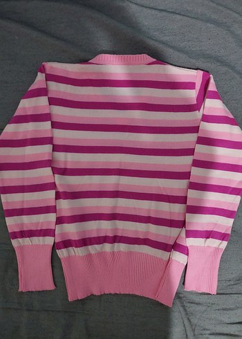 m Beden Lacoste Çizgili Pembe Triko Kazak