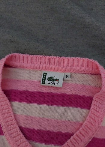Lacoste Lacoste Çizgili Pembe Triko Kazak