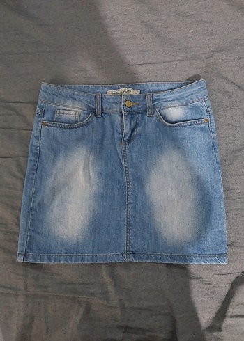 Eskitme Denim Mini Etek