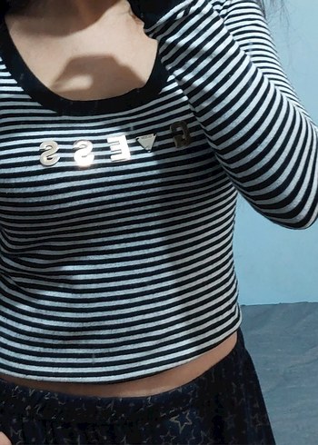 m Beden siyah Renk Guess Çizgili Bluz