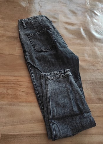 Gri Bol Kesim Kadın Denim Pantolon