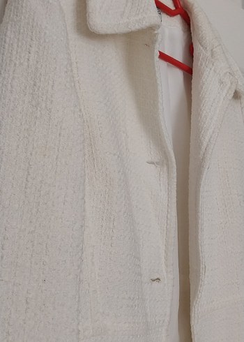 Düğmeli Beyaz Midi Keten Kadın Kaban - Görsel 3