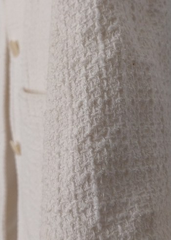 Düğmeli Beyaz Midi Keten Kadın Kaban - Görsel 5