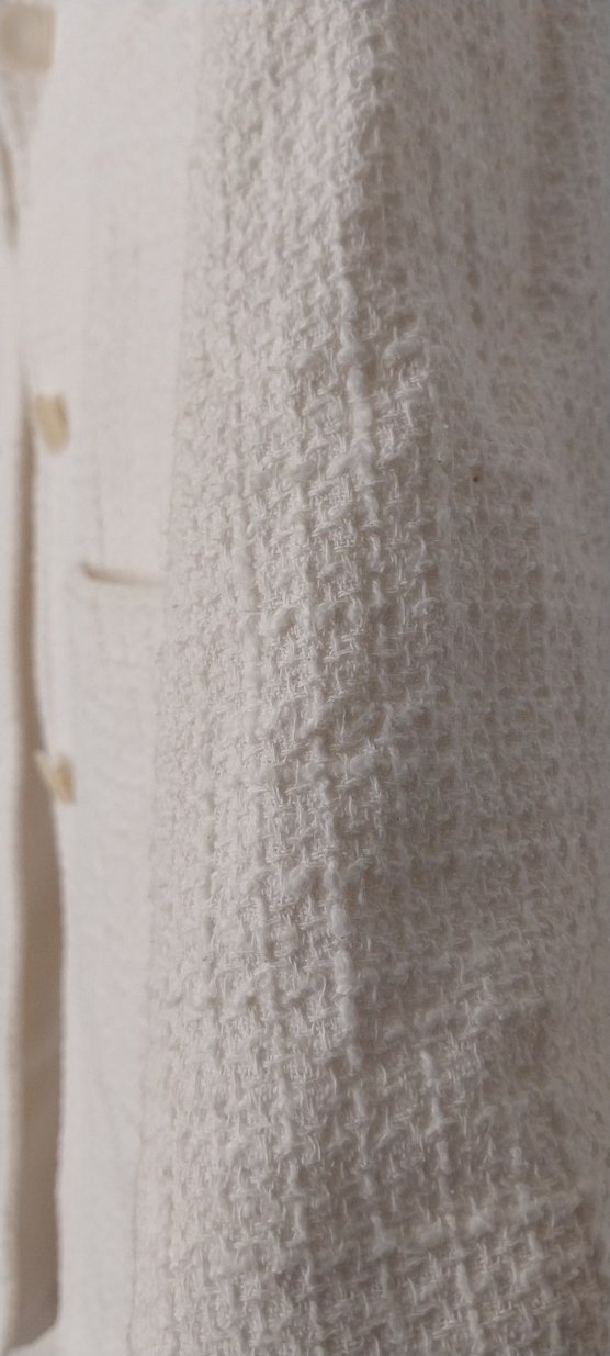 Düğmeli Beyaz Midi Keten Kadın Kaban - Görsel 5