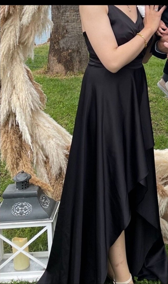 Siyah Drapeli Uzun Abiye Elbise - Görsel 2