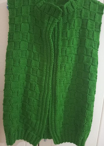 Yeşil Örgü Kadın Triko Yelek - Görsel 5