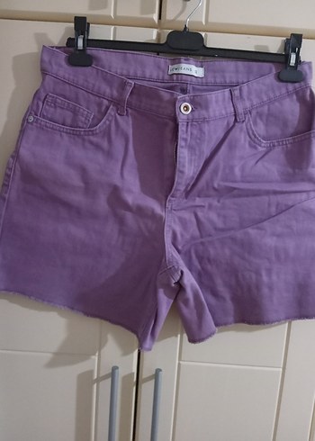 Mor Pamuklu Kadın Mini Kot Şort