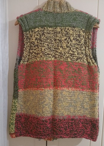 Çok Renkli Bohem Örgü Kadın Yelek - Görsel 2