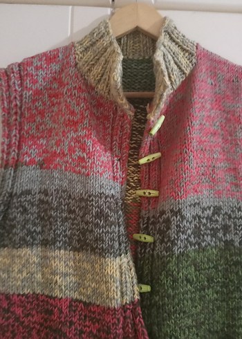 Çok Renkli Bohem Örgü Kadın Yelek - Görsel 3