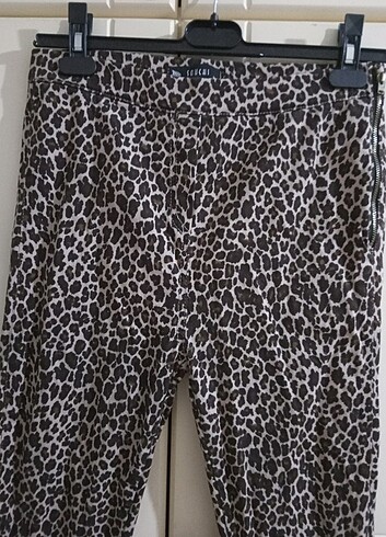 m Beden camel Renk SOUCHI LEOPAR TAYT PANTALON