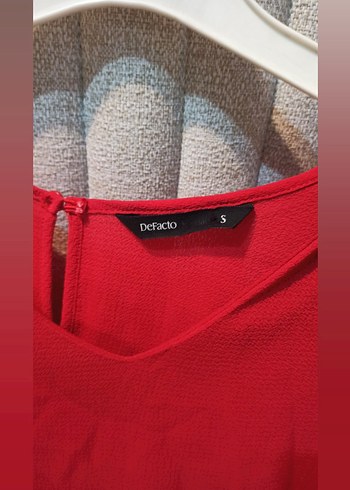 Kırmızı V Yaka Kadın Bluz - Görsel 3