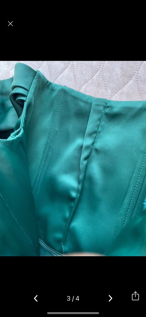 Parlak Yeşil Drapeli Uzun Abiye Elbise - Görsel 3