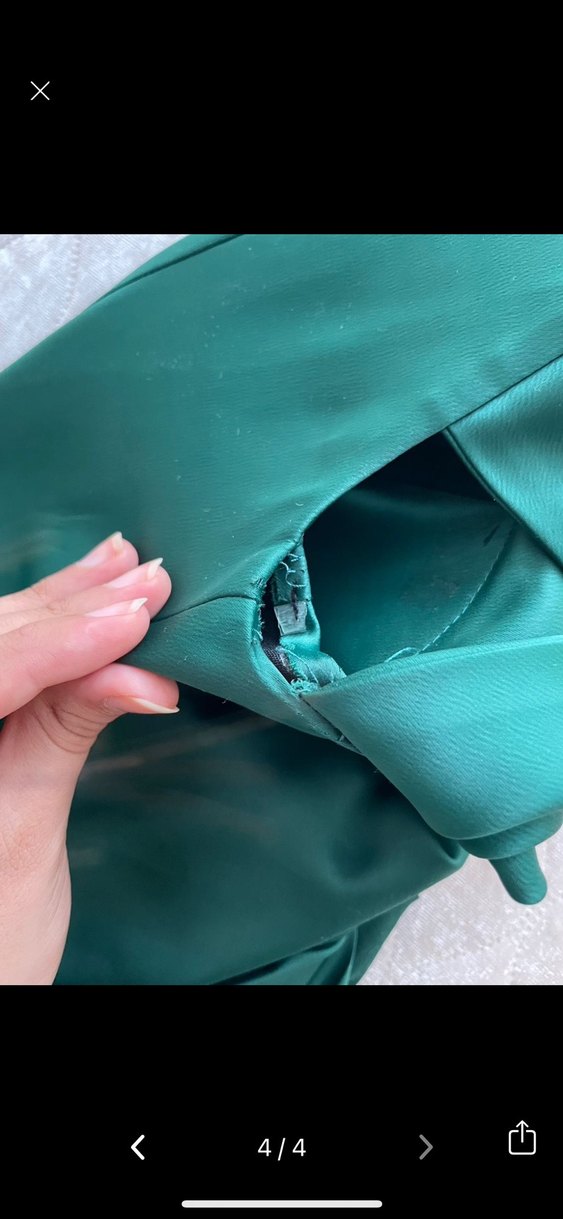 Parlak Yeşil Drapeli Uzun Abiye Elbise - Görsel 4