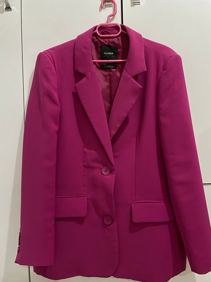 Pembe Düğmeli Kadın Blazer Ceket - Görsel 2