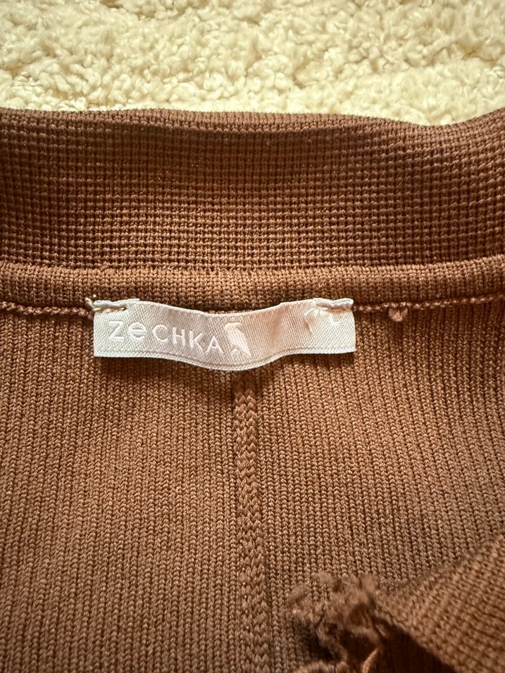 Kahverengi Kısa Kollu Triko Tulum - Görsel 5