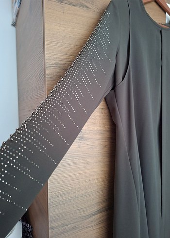 Haki yeşili Uzun Kollu Drapeli Kadın Elbise - Görsel 2