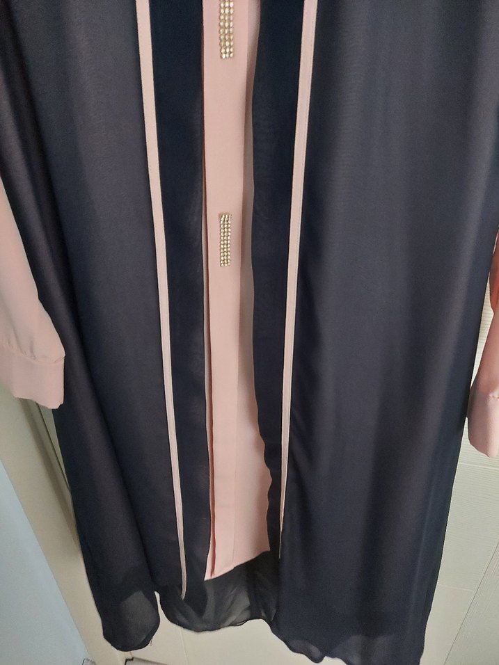 Uzun Kollu, Drapeli Parisian Stil Pudra Tunik - Görsel 3