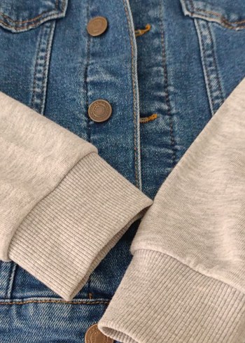 LC Waikiki cocuk Gri Kollu lcw Denim Ceket