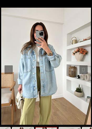 Düğmeli Uzun Kollu Açık Mavi Denim Ceket