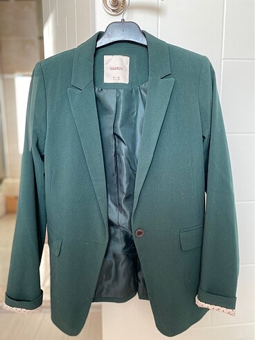 Pull and Bear Blazer Ceket Koyu Yeşil