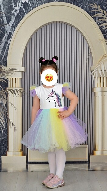 Unicorn tütülü ikiz kız elbisesi