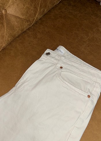 Mango Ekru düz paça jean - Görsel 2