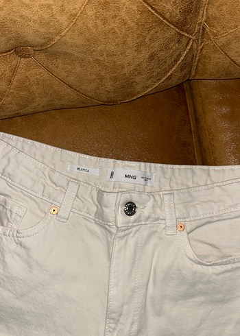 Mango Ekru düz paça jean - Görsel 3