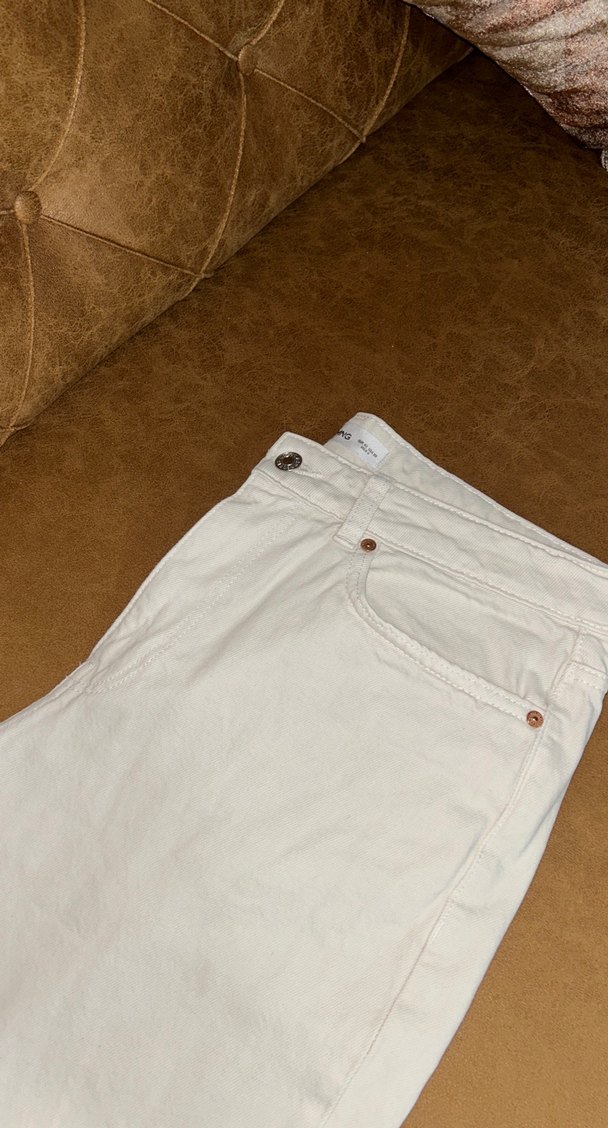 Mango Ekru düz paça jean - Görsel 2