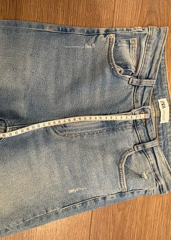 Kadın mavi Midi Denim Jean - Görsel 3