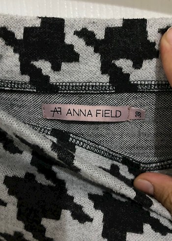 Siyah Beyaz Kazayağı Desenli Midi Etek - Görsel 2